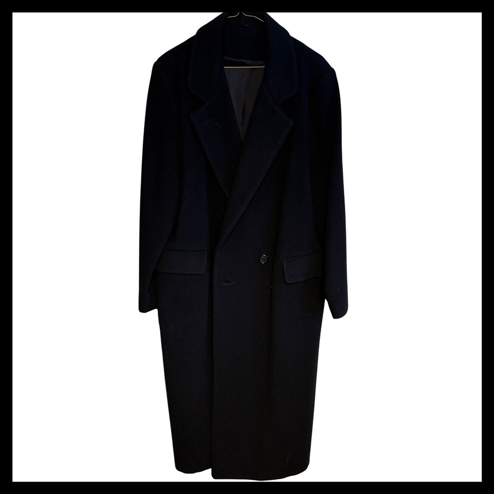 Classic Black Double Breasted Wool Blend Coat Women's Size 41